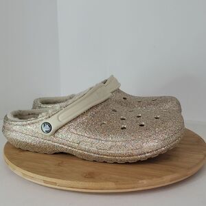 Crocs Classic Lined Gold/Multi Glitter Clog Unisex Men's 9 Women's 11
